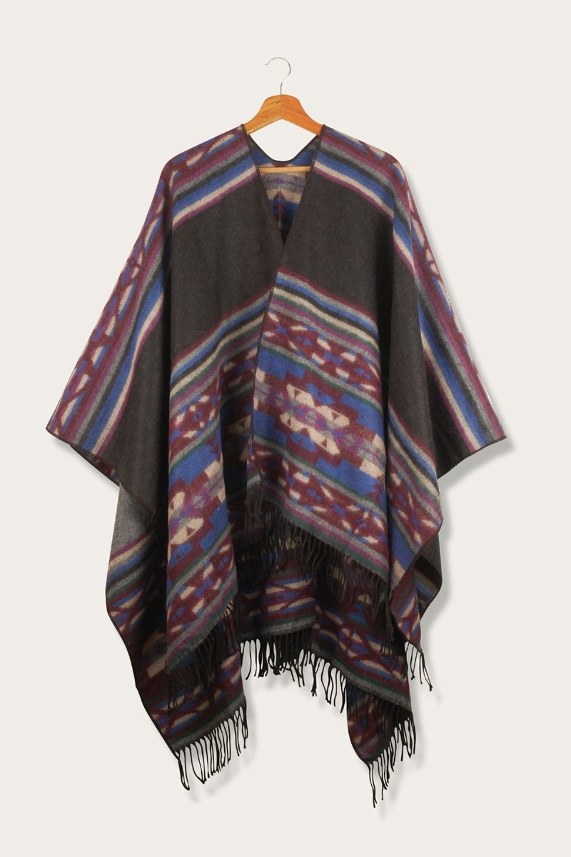 Fringed Kindreds Poncho cape wrap