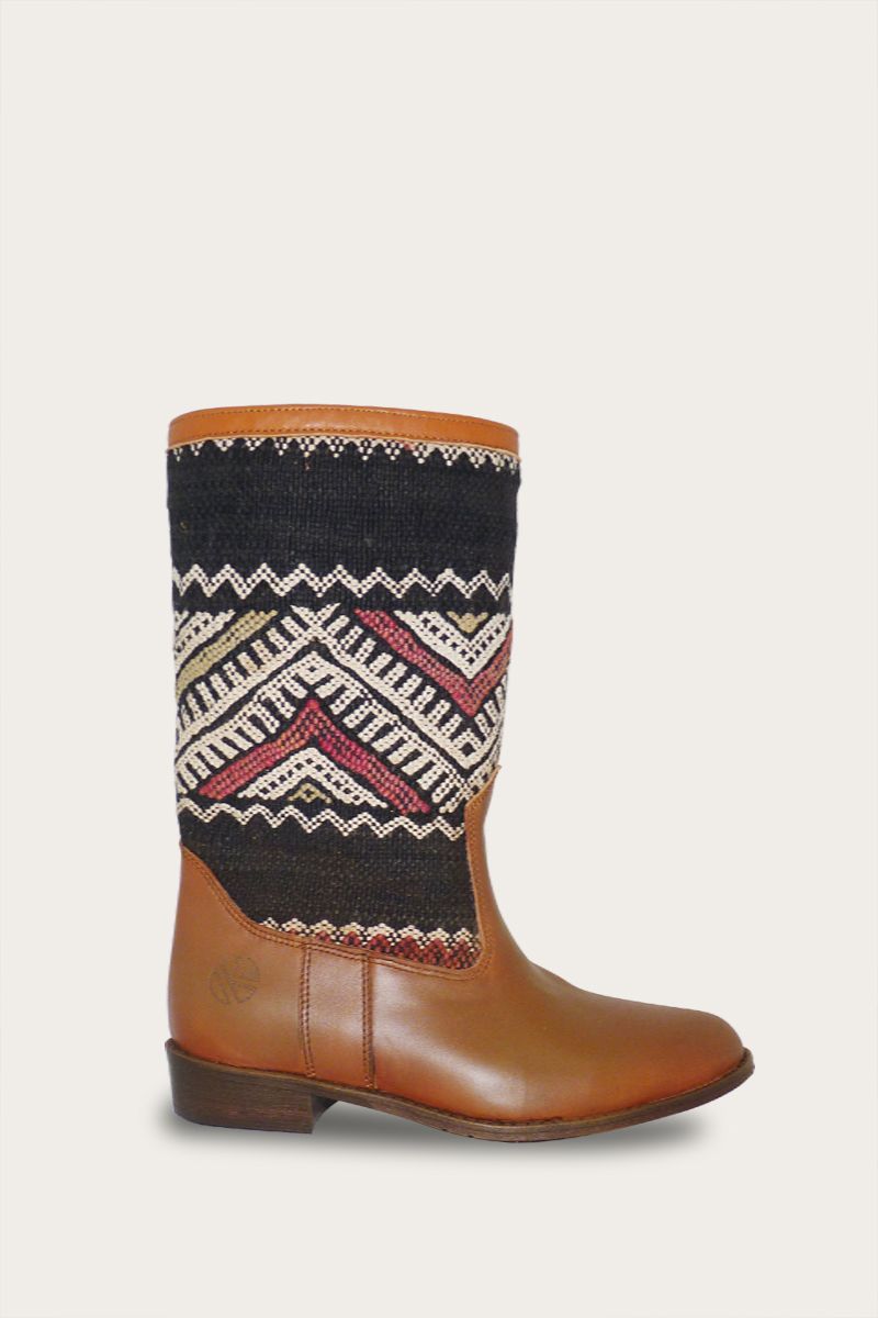 Vintage handmade kilim boots for women multicolor offers boots made of antique kilim rug